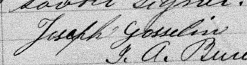 Signature de Joseph Gosselin: 31 décembre 1880 Signature de Joseph Gosselin: 31 décembre 1880