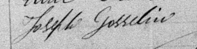 Signature de Joseph Gosselin: 30 août 1885 Signature de Joseph Gosselin: 30 août 1885
