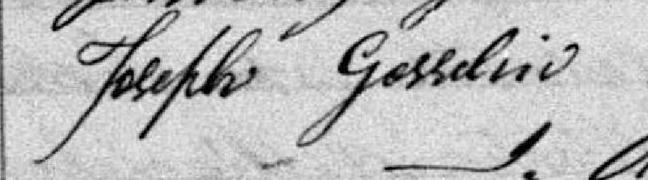 Signature de Joseph Gosselin: 21 mars 1887 Signature de Joseph Gosselin: 21 mars 1887