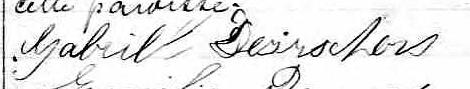 Signature de Gabril Desrochers: 2 janvier 1875 Signature de Gabril Desrochers: 2 janvier 1875