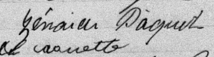 Signature de Zénaide Pâquet: 15 octobre 1899 Signature de Zénaide Pâquet: 15 octobre 1899