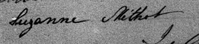 Signature de Suzanne Méthot: 23 janvier 1883 Signature de Suzanne Méthot: 23 janvier 1883