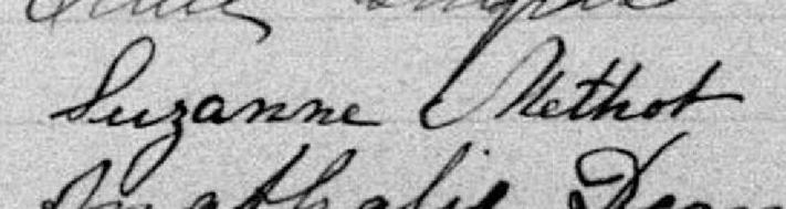 Signature de Suzanne Methot: 11 février 1884 Signature de Suzanne Methot: 11 février 1884