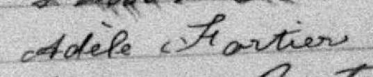 Signature de Adèle Fortier: 23 février 1886 Signature de Adèle Fortier: 23 février 1886