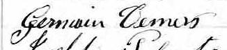 Signature de Germain Demers: 16 janvier 1872 Signature de Germain Demers: 16 janvier 1872