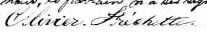 Signature de Olivier Fréchette: 13 janvier 1872 Signature de Olivier Fréchette: 13 janvier 1872