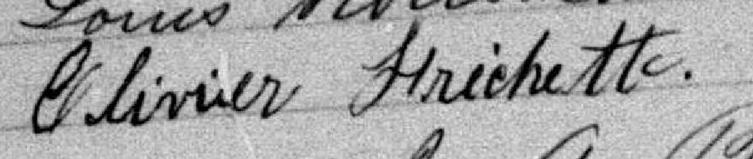 Signature de Olivier Frechette: 14 octobre 1880 Signature de Olivier Frechette: 14 octobre 1880