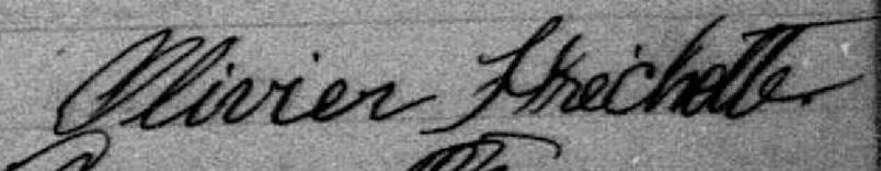 Signature de Olivier Fréchette: 12 janvier 1889 Signature de Olivier Fréchette: 12 janvier 1889
