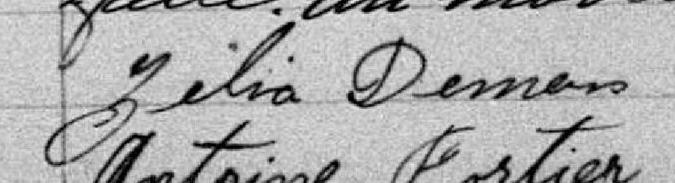 Signature de Zélia Demers: 2 mai 1893 Signature de Zélia Demers: 2 mai 1893