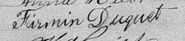 Signature de Firmin Duquet: 5 janvier 1896 Signature de Firmin Duquet: 5 janvier 1896