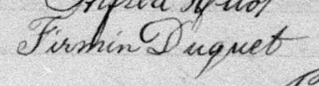 Signature de Firmin Duquet: 8 août 1897 Signature de Firmin Duquet: 8 août 1897