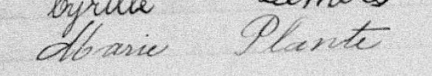 Signature de Marie Plante: 12 octobre 1896 Signature de Marie Plante: 12 octobre 1896