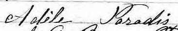 Signature de Adèle Paradis: 19 avril 1876 Signature de Adèle Paradis: 19 avril 1876