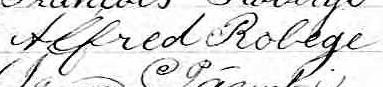 Signature de Alfred Robege: 18 février 1873 Signature de Alfred Robege: 18 février 1873