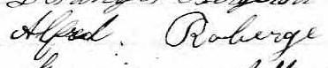 Signature de Alfred Roberge: 11 janvier 1875 Signature de Alfred Roberge: 11 janvier 1875