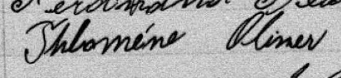 Signature de Phloméne Oliver: premier mars 1891 Signature de Phloméne Oliver: premier mars 1891