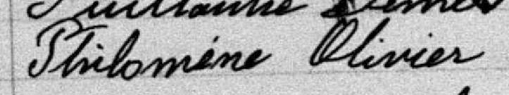 Signature de Philomène Olivier: 29 mars 1892 Signature de Philomène Olivier: 29 mars 1892