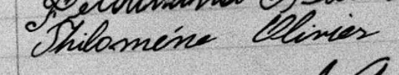 Signature de Philomène Olivier: 20 juillet 1892 Signature de Philomène Olivier: 20 juillet 1892