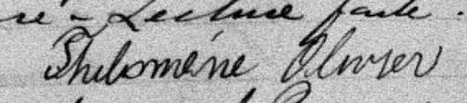 Signature de Philomène Olivier: 20 avril 1897 Signature de Philomène Olivier: 20 avril 1897