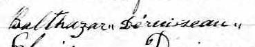 Signature de Balthazar Déruisseaux: 7 octobre 1873 Signature de Balthazar Déruisseaux: 7 octobre 1873