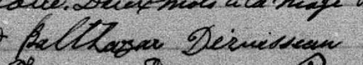 Signature de Balthazar Déruisseau: 5 juillet 1880 Signature de Balthazar Déruisseau: 5 juillet 1880