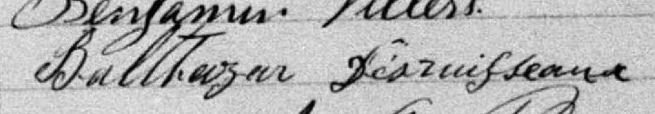 Signature de Balthazar Desruisseaux: 25 juillet 1881 Signature de Balthazar Desruisseaux: 25 juillet 1881