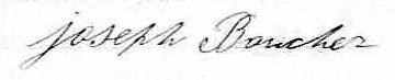Signature de Joseph Boucher: 5 septembre 1875 Signature de Joseph Boucher: 5 septembre 1875