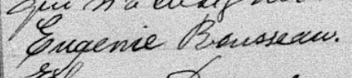 Signature de Eugenie Rousseau: 9 janvier 1882 Signature de Eugenie Rousseau: 9 janvier 1882