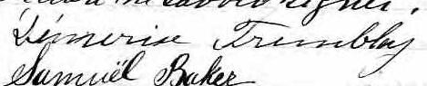 Signature de Démerise Tremblay: 26 novembre 1876 Signature de Démerise Tremblay: 26 novembre 1876