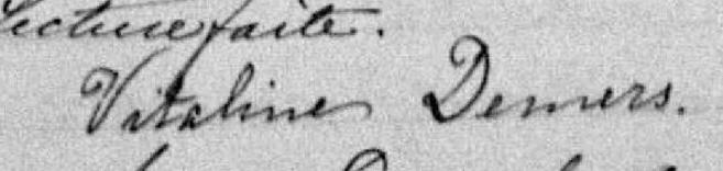 Signature de Vitaline Demers: 30 octobre 1888 Signature de Vitaline Demers: 30 octobre 1888