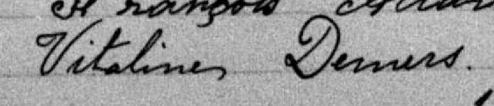 Signature de Vitaline Demers: 3 avril 1891 Signature de Vitaline Demers: 3 avril 1891