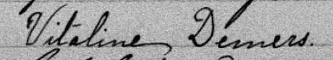 Signature de Vitaline Demers: 6 novembre 1893 Signature de Vitaline Demers: 6 novembre 1893