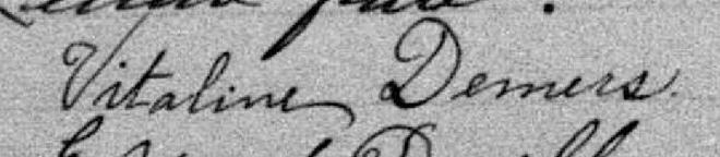 Signature de Vitaline Demers: 29 avril 1896 Signature de Vitaline Demers: 29 avril 1896