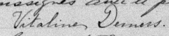 Signature de Vitaline Demers: 12 septembre 1897 Signature de Vitaline Demers: 12 septembre 1897