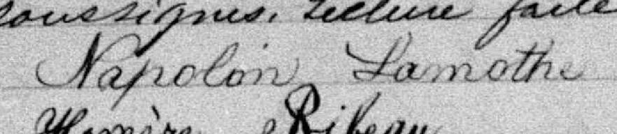 Signature de Napoléon Lamothe: 28 juillet 1880 Signature de Napoléon Lamothe: 28 juillet 1880