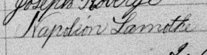 Signature de Napoléon Lamothe: 7 avril 1881 Signature de Napoléon Lamothe: 7 avril 1881