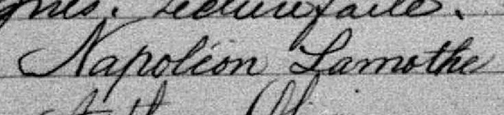 Signature de Napoléon Lamothe: 27 mai 1881 Signature de Napoléon Lamothe: 27 mai 1881