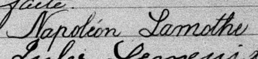 Signature de Napoléon Lamothe: 7 août 1881 Signature de Napoléon Lamothe: 7 août 1881