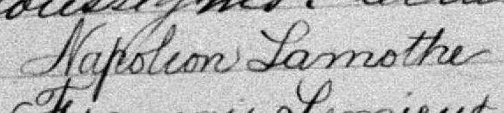 Signature de Napoleon Lamothe: 9 décembre 1881 Signature de Napoleon Lamothe: 9 décembre 1881