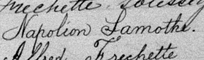 Signature de Napoléon Lamothe: 27 février 1882 Signature de Napoléon Lamothe: 27 février 1882