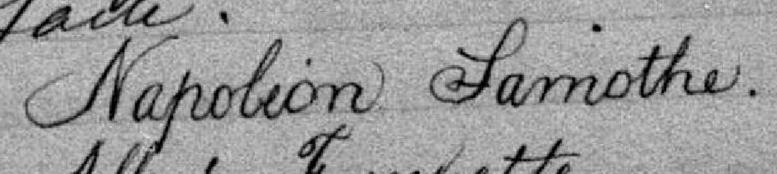 Signature de Napoléon Lamothe: premier mars 1882 Signature de Napoléon Lamothe: premier mars 1882