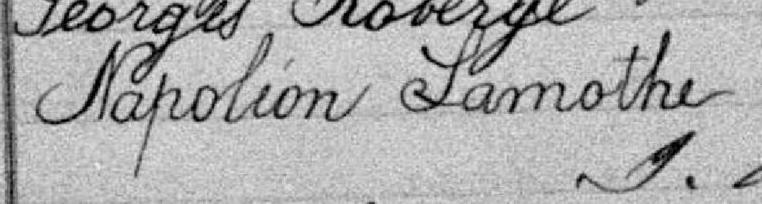 Signature de Napoléon Lamothe: 14 octobre 1882 Signature de Napoléon Lamothe: 14 octobre 1882