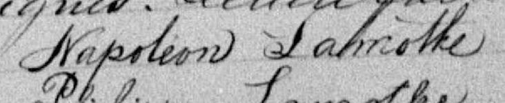 Signature de Napoléon Lamothe: 15 juillet 1884 Signature de Napoléon Lamothe: 15 juillet 1884