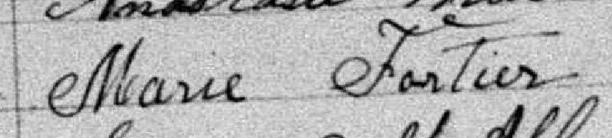 Signature de Marie Fortier: 4 octobre 1881 Signature de Marie Fortier: 4 octobre 1881