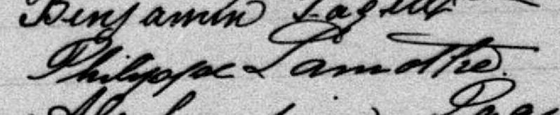 Signature de Philippe Lamothe: 21 juillet 1891 Signature de Philippe Lamothe: 21 juillet 1891