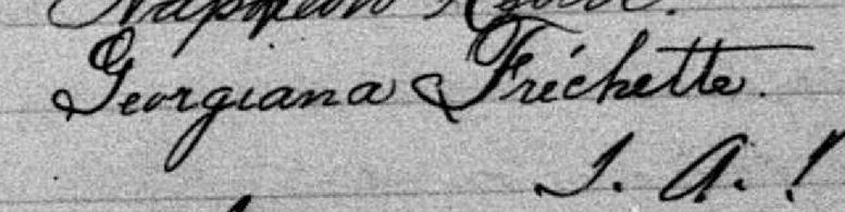 Signature de Georgiana Fréchette: 20 juin 1890 Signature de Georgiana Fréchette: 20 juin 1890