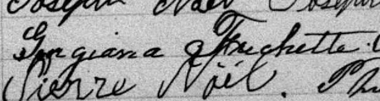 Signature de Georgiana Fréchette: premier juillet 1890 Signature de Georgiana Fréchette: premier juillet 1890
