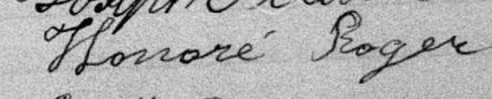 Signature de Honoré Roger: 11 mars 1896 Signature de Honoré Roger: 11 mars 1896