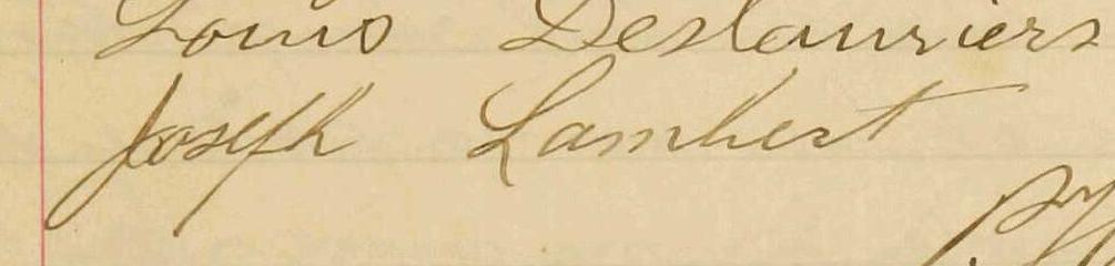 Signature de Joseph Lambert: 13 mai 1901 Signature de Joseph Lambert: 13 mai 1901