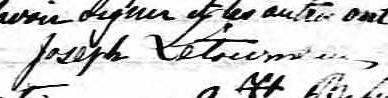 Signature de Joseph Létourneau: 14 septembre 1852 Signature de Joseph Létourneau: 14 septembre 1852
